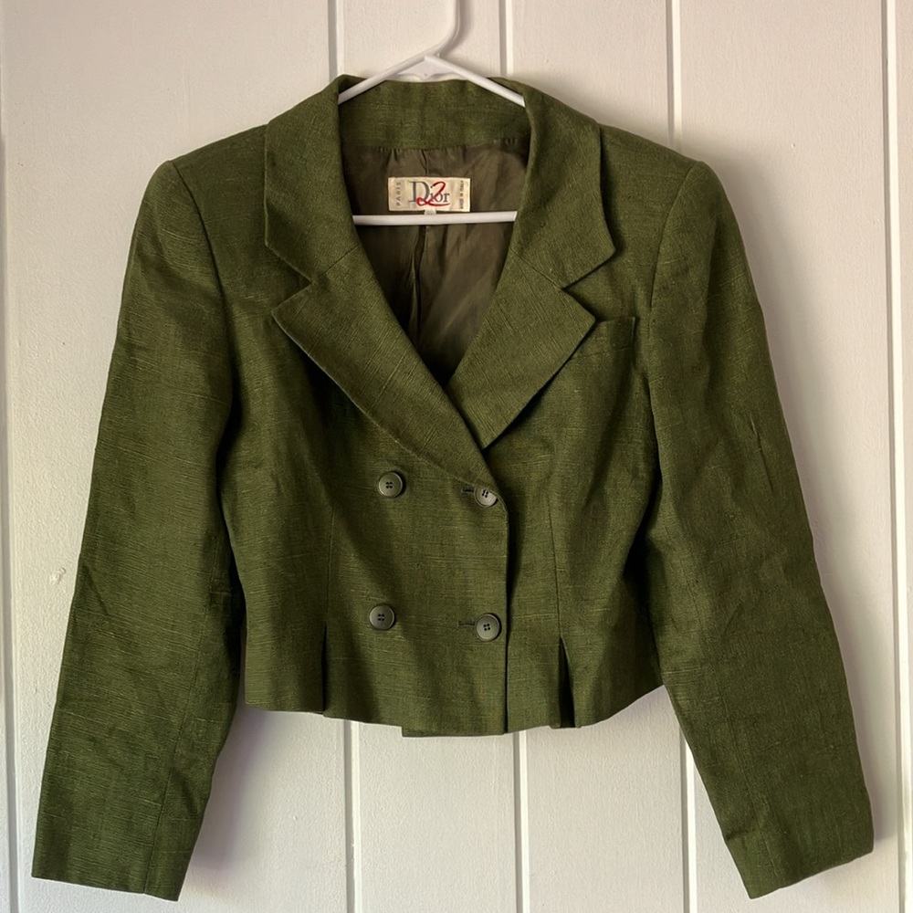 Vintage Christian Dior 2 Olive Green Blazer